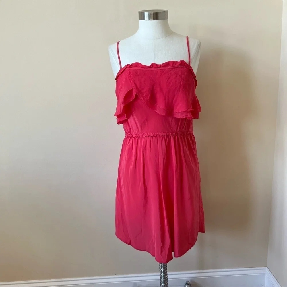 Aritzia Wilfred 100% silk strappy asymmetrical ruffle dress 5142